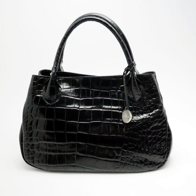 Furla Crocodile Leather Tote Bag Black